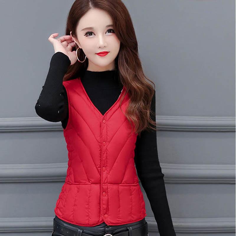 Autumn and Winter Down Cotton Lightweight Slim-fit Plus Fleece Inner Wear Warm Vest Women