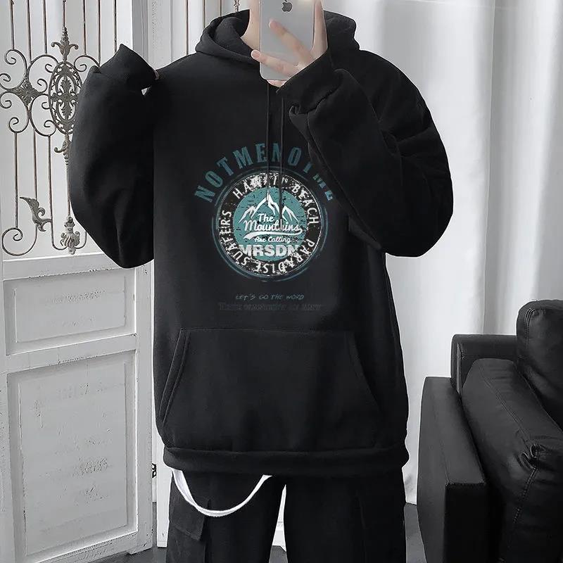 Winter Hooded Pullover Sweater Male Youth Plus Velvet Thick Warm Comfortable Loose Top