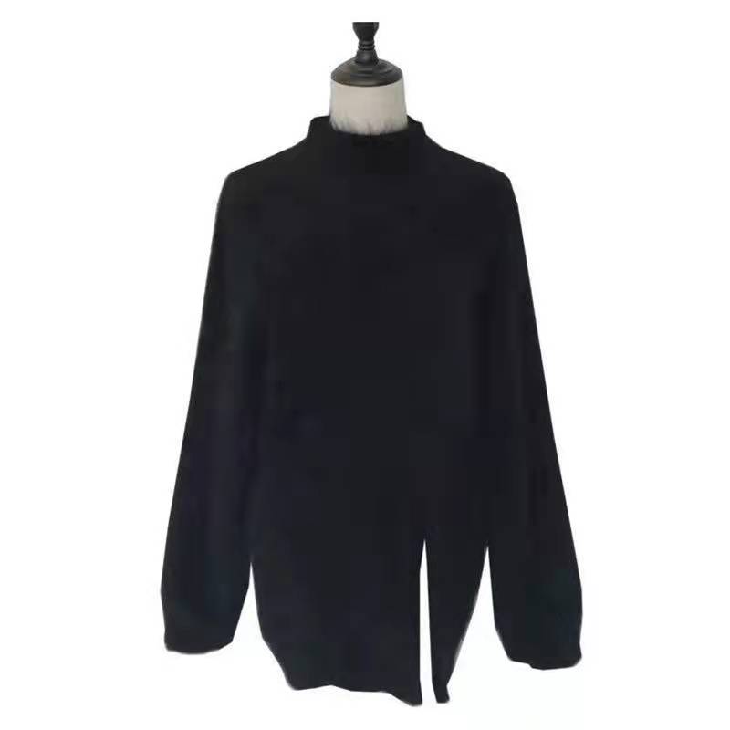 Casual Soft Women Sweater Pullovers Long-sleeve Split-breasted Velvet Sweater Female Knitted Sweater