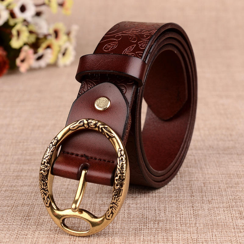 Belt Fashion Women Vintga Leather Belt Women's Pin Buckle Belt Pure Leather Women's Belt