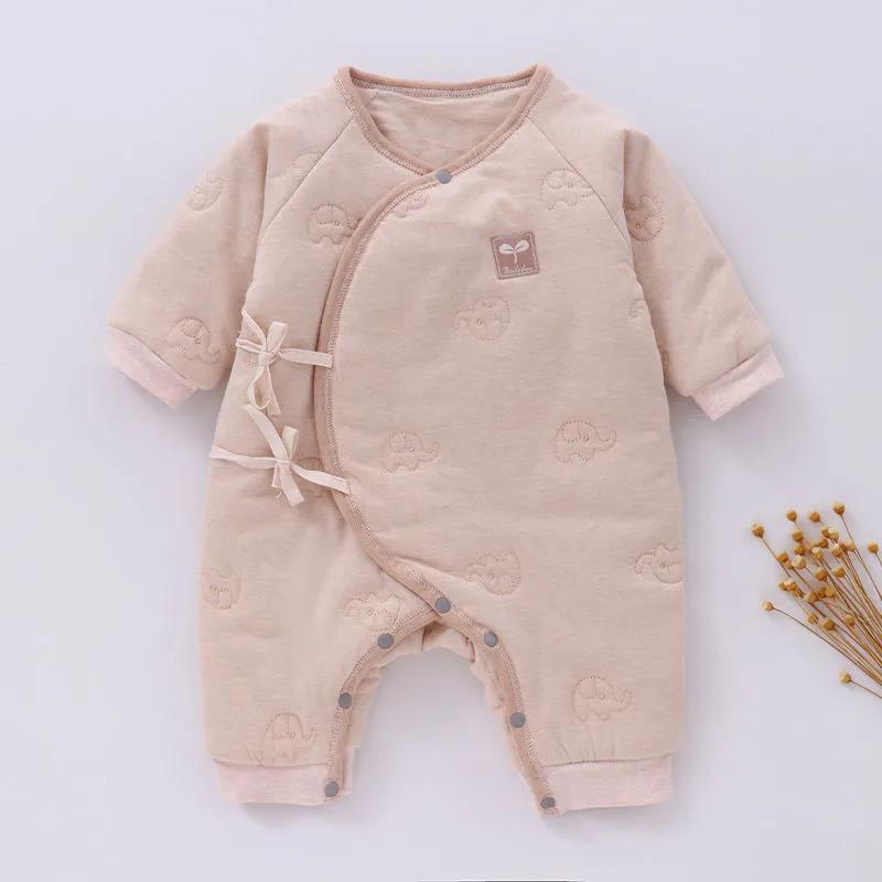 Newborn Baby Bandage One-piece Clothes Cotton Clothes Autumn and Winter Neonatal Long Sleeve Climbing Clothes Men's and Women's Baby Cotton Clothes