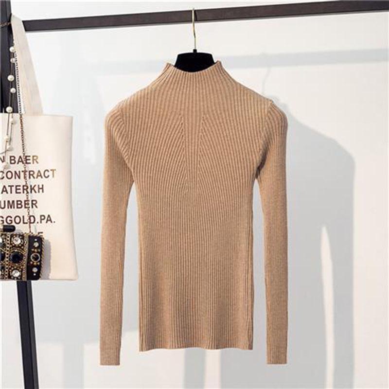 Winter Women Pullovers Sweater Knitted Korean Elasticity Jumper Slim Turtleneck Warm Female Sweaters