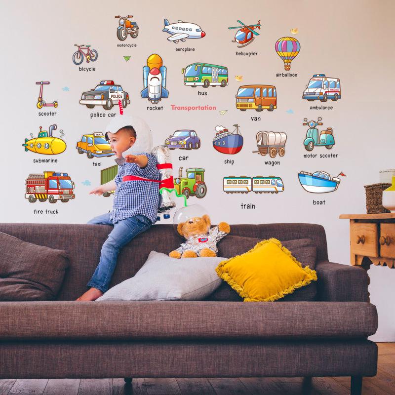Cartoon car free kindergarten early education dormitory children's Day gift with heart wall stickers