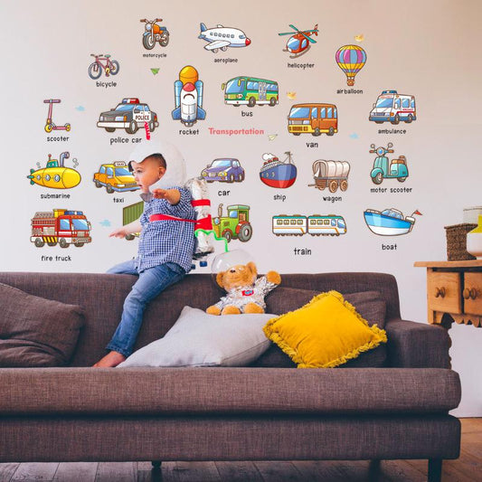 Cartoon car free kindergarten early education dormitory children's Day gift with heart wall stickers