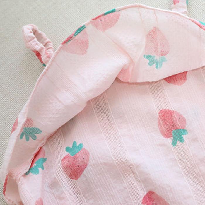 Newborn Infant Baby Girls Clothes Straps Strawberry Print Romper Sunsuit Hat Bodysuit Romper Baby Babykleding