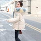 Women's Solid Color Down Jacket Regular Korean Loose Thick Coat Warm Cotton Coat Big Fur Collar Winter Clothes Quilted Coat