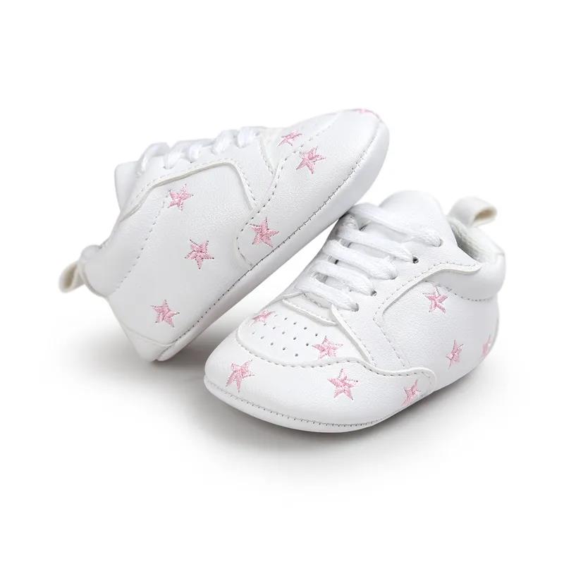 Kids Shoes Anti-slip Soft Sole Stars Embroidery Boys Girls Casual Shoes Breathable Sports Little White Shoes