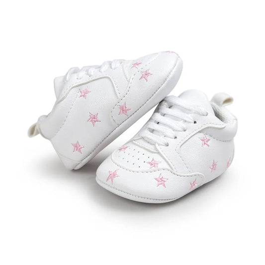 Kids Shoes Anti-slip Soft Sole Stars Embroidery Boys Girls Casual Shoes Breathable Sports Little White Shoes
