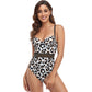 Swimsuit Women's Hard Cup Leopard Print One Piece Stitching Gathered Ladies Swimsuit Cross Straps