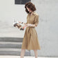 Spring Summer Women's Shirt Dress Mid-length Skirt Ladies Professional Wear All-match Long-sleeved Solid Color Dress