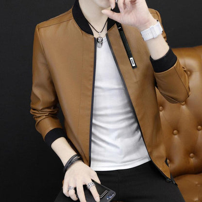 Men's Casual Jacket Leather Jacket Large Size Men's Jacket Spring and Autumn Leather Jacket