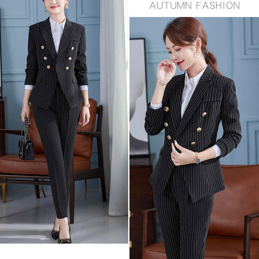 Spring and Autumn Suit Two-piece Suit Temperament Business Wear Fashion Casual Work Wear Formal Jacket Women