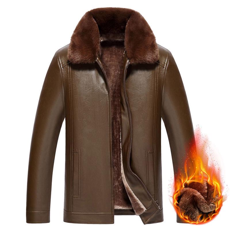 Men's plus size leather jacket autumn and winter men's jacket plus velvet thick leather jacket