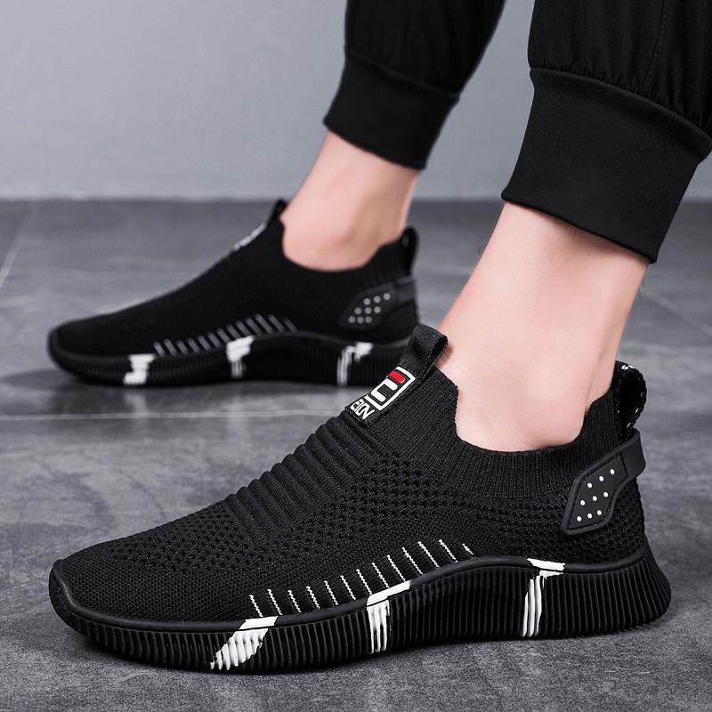 Men's Spring and Summer Breathable Deodorant Casual Sports Shoes Running Shoes Trend All-match Flying Mesh Shoes