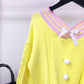 Spring and Autumn Short Sweater Puff Sleeve Waist All-match Blouse Sweet Style V-neck Female Blouse