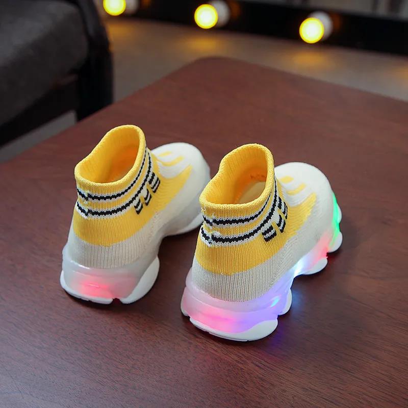 Korean Socks Shoes Boys and Girls LED Light Shoes Breathable Children's Sneakers