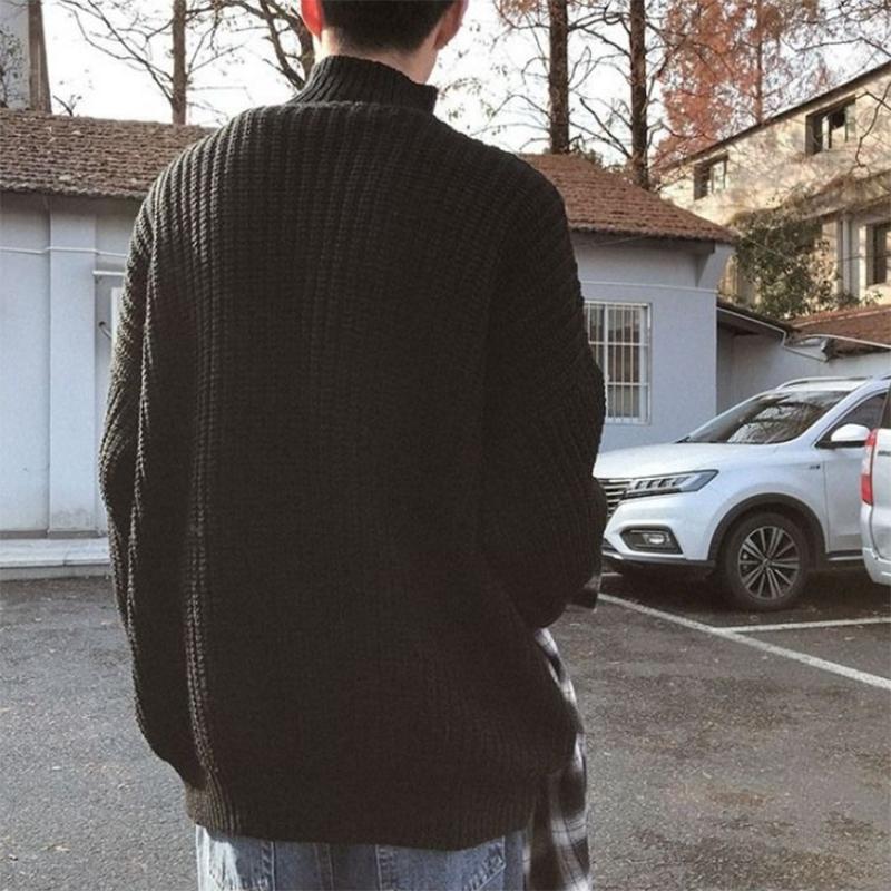 Winter Half Turtleneck Sweater Men's Trend Knit Sweater Couple Bottoming Shirt Student Jacket