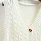 Twist Knitted Vest Women's V-neck Cardigan Spring and Autumn Korean Loose Thick Wool Vest Sleeveless Sweater Jacket
