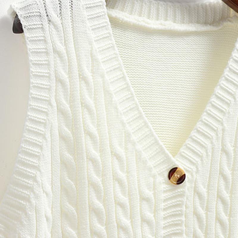Twist Knitted Vest Women's V-neck Cardigan Spring and Autumn Korean Loose Thick Wool Vest Sleeveless Sweater Jacket