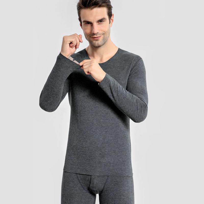 Men Winter Autumn Plus Velvet Thicken Thermal Underwear Tight Suit High Elasticity Wearable Comfortable Soft Lining O-neck Long Sleeve Breathable Warm