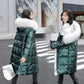 Winter Women's Bright Face Wash-free Down Padded Jacket Korean Style Loose and Thick Mid-length Large Fur Collar Padded Jacket Tide