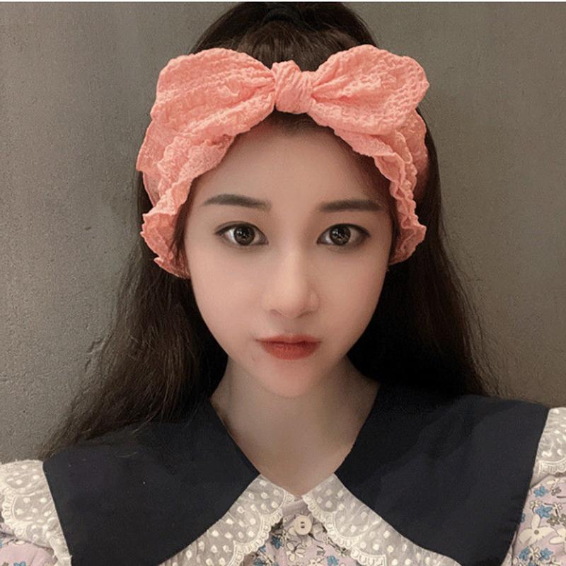 Spring and Summer Chiffon Headband Seersucker Solid Color Fabric Bow Headband Headband