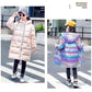 Girls' Down Jacket Mid-length Colorful Winter Clothes Thick Shiny Hooded Warm and Windproof Jacket