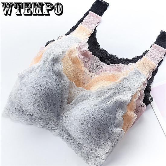 Sexy Lace Steel Ring Gathered Bra Sleep Sports Vest Small Chest Underwear Female Bra Breathable