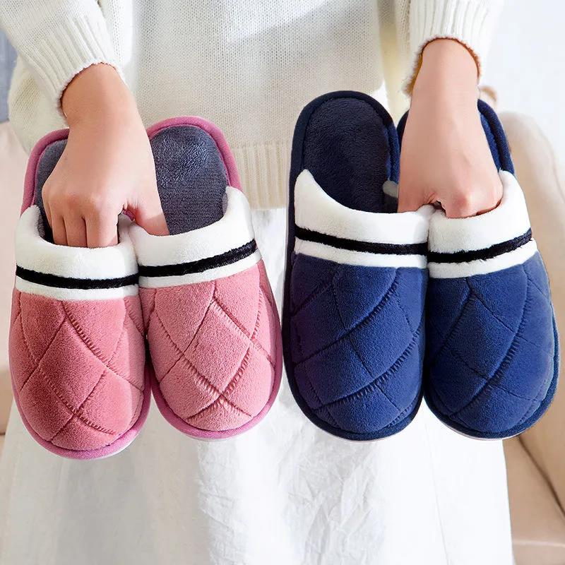 Autumn and Winter Pure Cotton Slippers Indoor Non-slip Soft-soled Shoes Warm Simple Plush Cotton Shoes