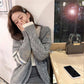Pofulove Women's Autumn Winter Knit Cardigan Jacket Women Loose Students V-neck Cardigan Sweater