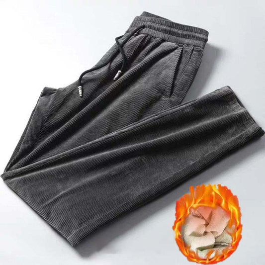 Autumn and Winter Corduroy Loose  Casual Trousers Men's Plus Velvet Thick Straight Pants