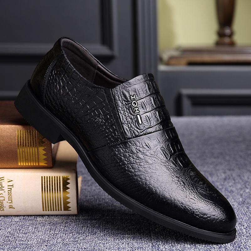 British Men's  Leather Pointed Toe Men Dress Shoes Business Wedding Oxfords Formal Shoes For Male