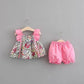 Girls' Clothing Suits Two-piece Cotton Floral Two-piece Sleeveless Children's Suits Casual Fashion Girls' Clothes Suits