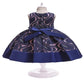 Girls Summer Dress Princess Skirt with Flower Jacquard Fabric Sleeveless Lace Dress