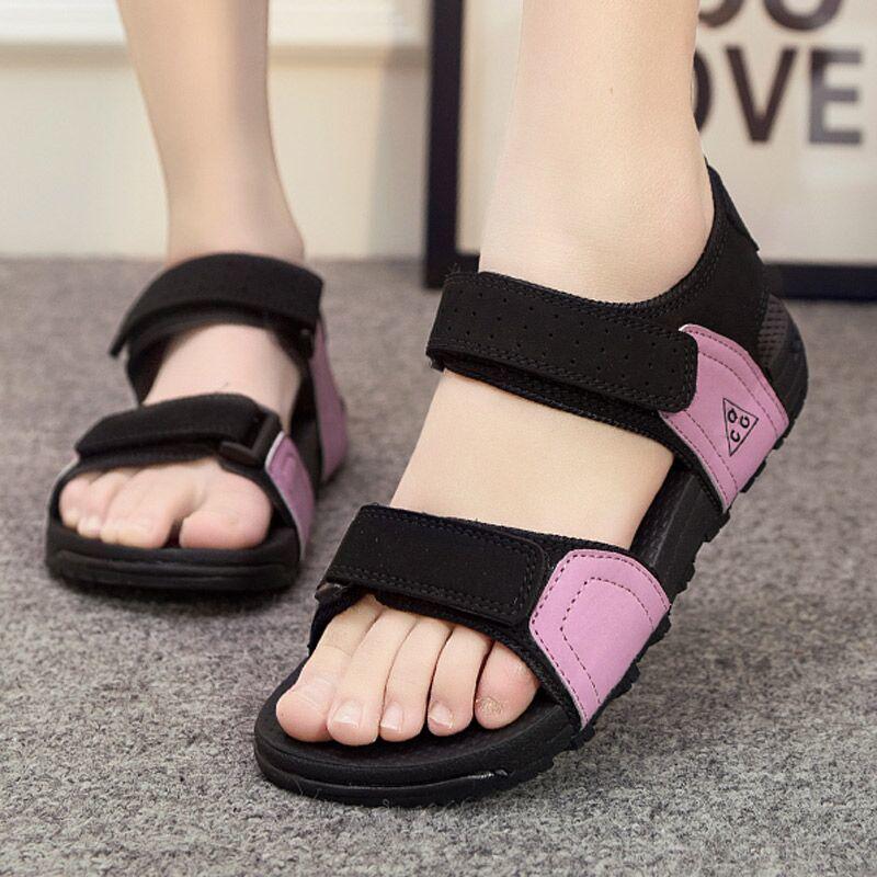 Summer Velcro Women's Sandals Thick-soled Fashion All-match Flat Shoes Mid-heel Sports Casual Sandals