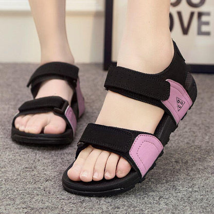 Summer Velcro Women's Sandals Thick-soled Fashion All-match Flat Shoes Mid-heel Sports Casual Sandals