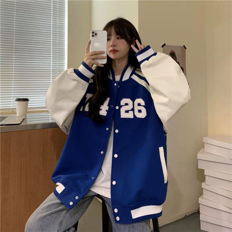 Baseball Uniform Jacket Women's Autumn and Winter Loose Tops Lazy Wind Casual High-end All-match Jacket Comfortable and Breathable