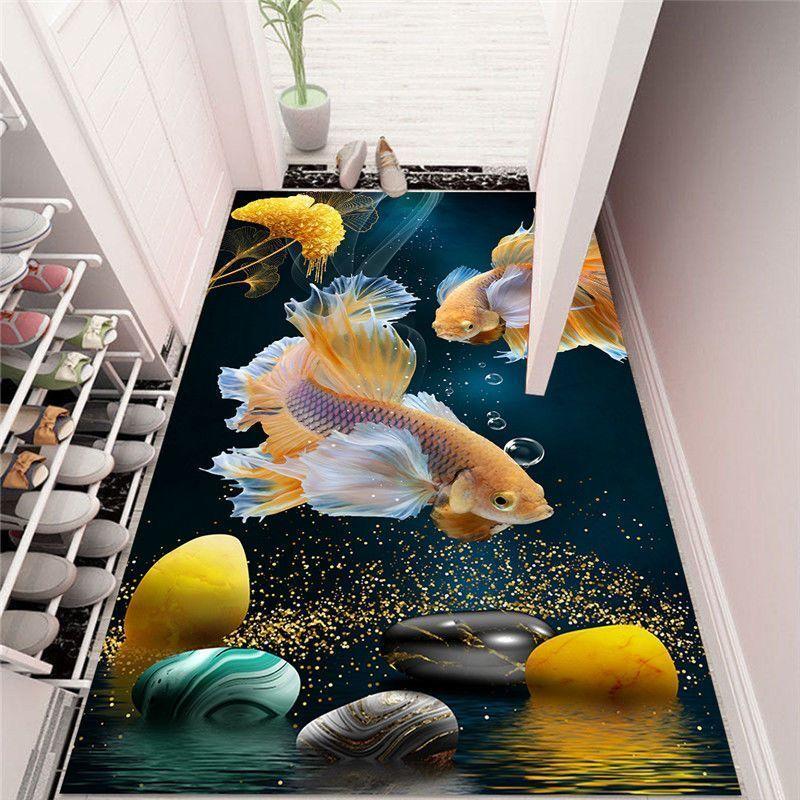 3D Door-to-door Floor Mats Living Room Bedroom Bedside Carpet Bathroom Door Non-slip Absorbent Floor Mats Washing