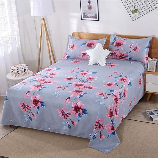 Three-piece Bedding Set Skin-friendly Bed Sheet Pillowcase Sanded Bed Sheet Double Bed Single Four Seasons Universal Washable