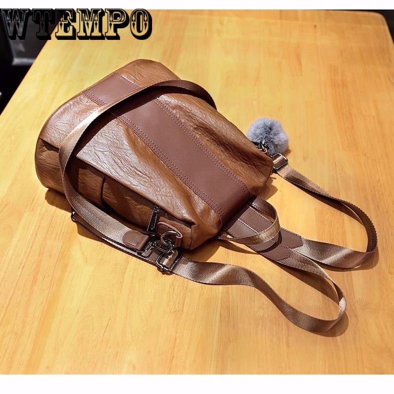 Women Backpack School Bag Pu Leather Backpack Female  Vintage Leisure Travel Backpack for Women