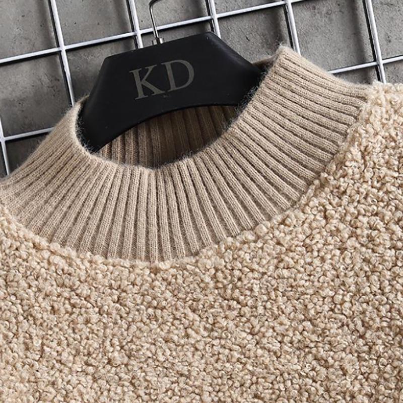 Men's Sweatshirts Korean Version of The Trend of Winter Half High Collar Lamb Cashmere Tide Brand Loose Plus Velvet Thick Sweater