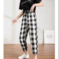Harlan Pants Women's Loose and Wild Trend Short Autumn and Winter Beam Feet Plaid Casual Leggings