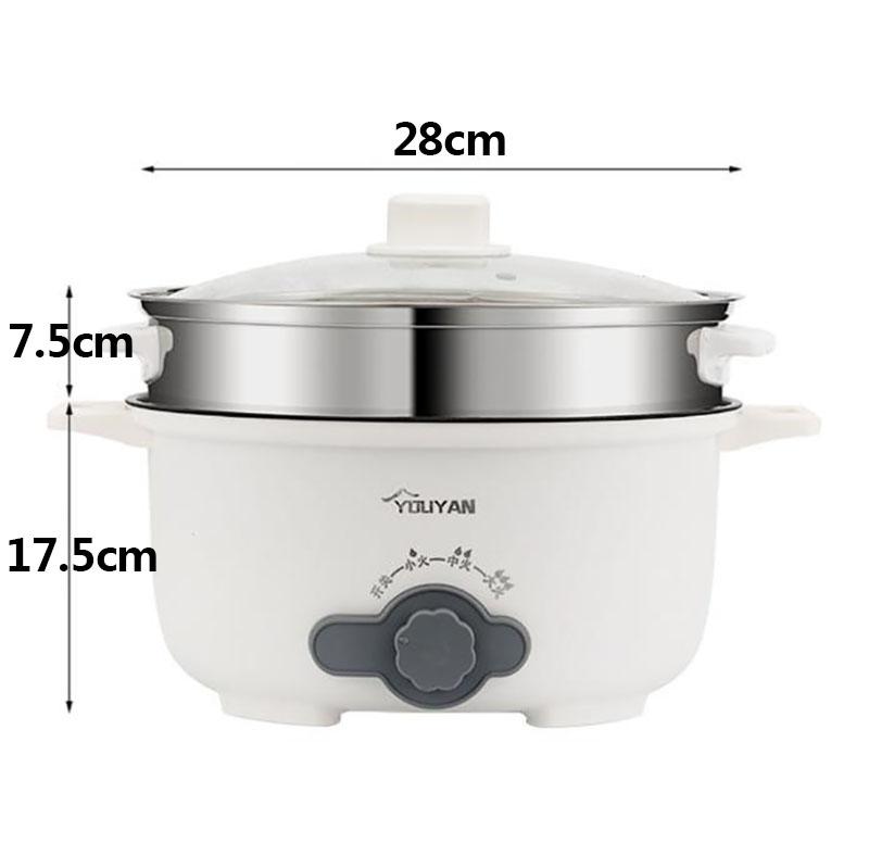 1000W Stainless Steel Electric Heat Pot Wok Non-stick Pot Porridge Pot with Steamer for Family 26cm