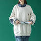 Cotton Spring and Autumn Clothes Fake Two-piece Sweater for Boys and Girls Loose Plaid Shirt Stitching on Clothes