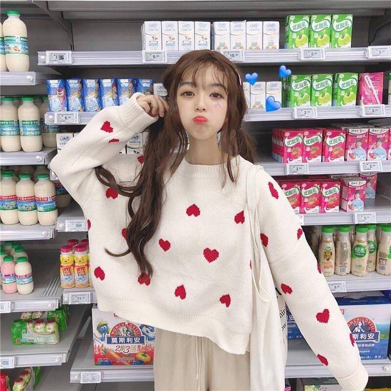Autumn and Winter Simple Jacket Fashion Loose Casual Sweater Short Female Student Top
