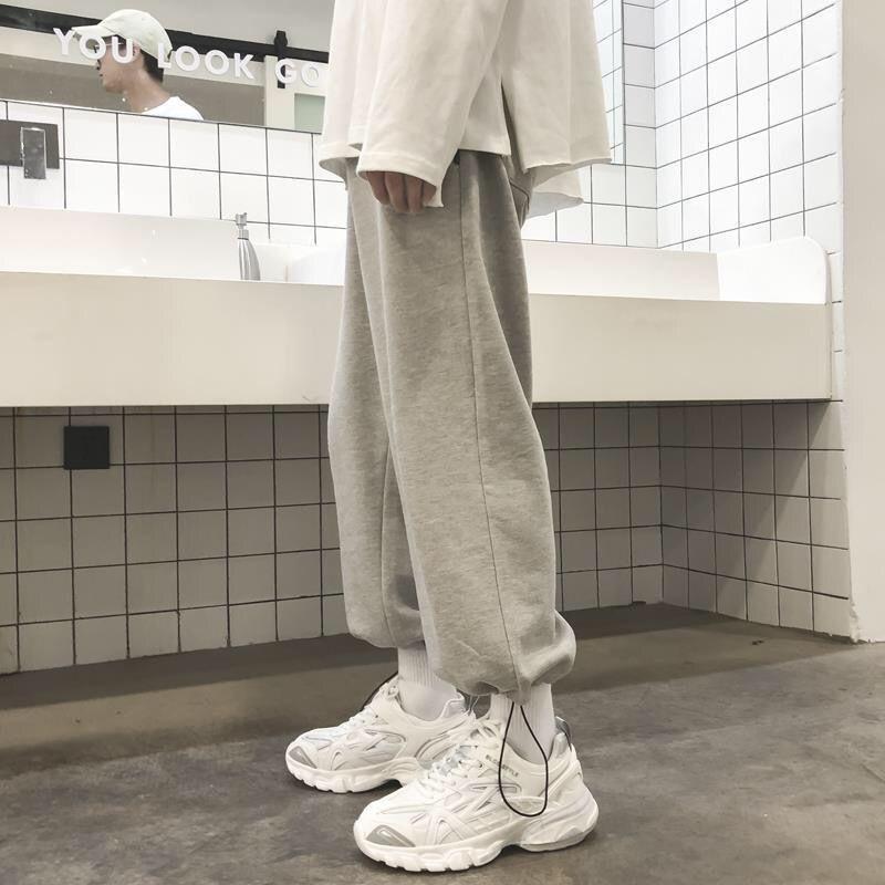 Spring and Summer Trend Trousers Men's Wide-leg Pants Loose Straight Casual Pants Tie-foot Sports Pants Male Student Pants