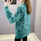 Korean Style Fashion Imitation Mink Fleece Sweater Half Turtleneck Knitted Long Sleeve Plush Sweater Loose Plus Size Cat Sweater