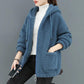Lamb Velvet Sweatershirt Women's Autumn Winter Loose Cardigan Long-sleeved Hooded Thick Coat Solid Color Zipper Jacket Top