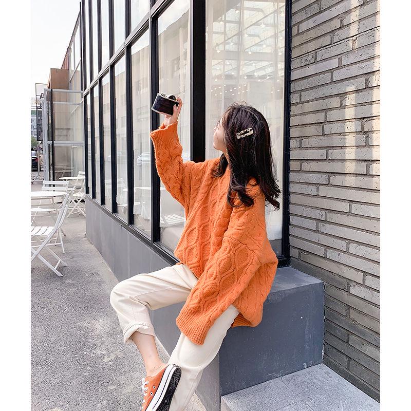Pofulove Candy Color Cute Sweater Female Winter Fairy Harajuku Style Knitted Sweater Thicken Top