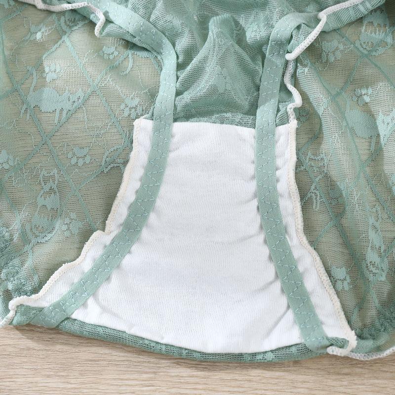 French Lace Panties Women's Mid-waist Sexy Transparent Ice Silk Cute Girl Briefs